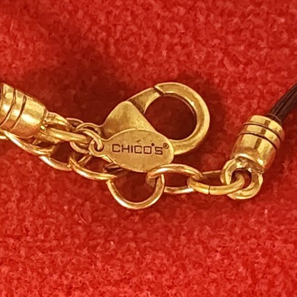 Chico's Vtg Multicolored Enamel Glass and Rhinestone Tile 34"-38.25" Necklace - Picture 15 of 16